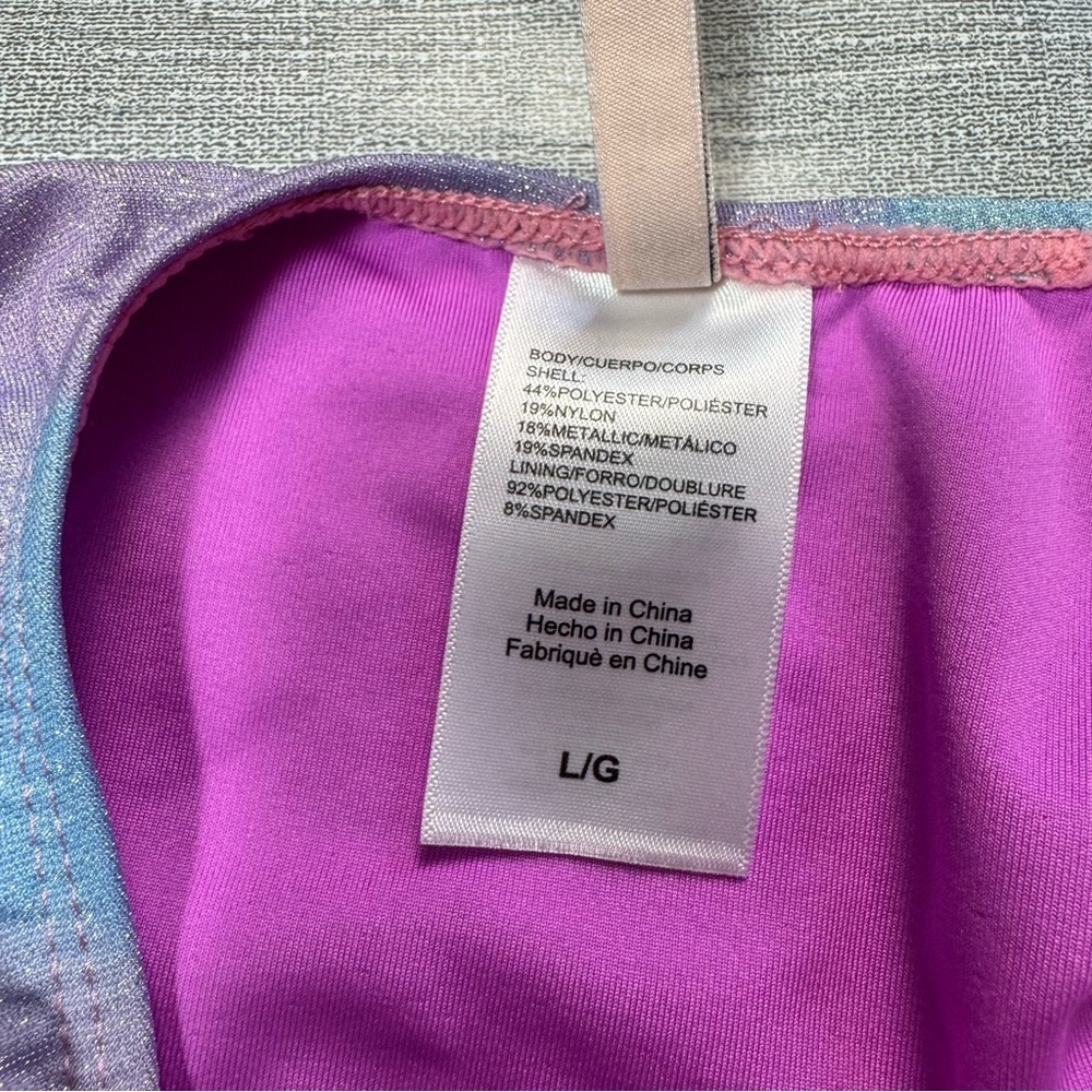 NWT New $ 114 BCBGeneration Glitter Tie Dye Double Strap Keyhole Swimsuit Size L - Picture 9 of 9
